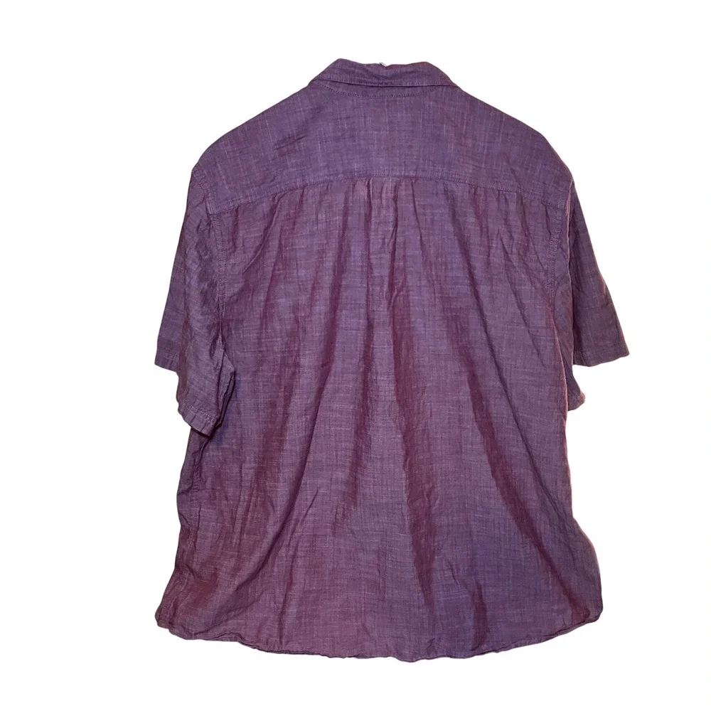 Amazon Essentials Mens XXL Short Sleeve Linen Blend Button Down Shirt Burgundy